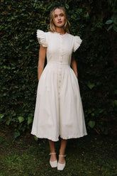 Nelly Dress in White Denim