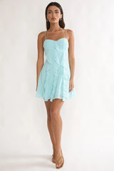 Katalia Ruffle Mini Dress Aqua