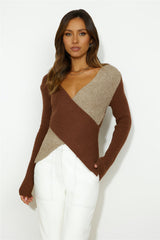 Stylish Winter Knit Top Brown