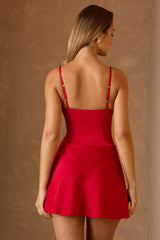 Cut-Out A-Line Mini Dress In Scarlet Red