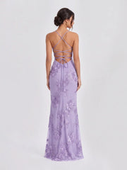 3D Floral-Embellished Corset Gown