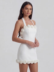 Backless Tie-Up Party Halter Neck Mini Dress