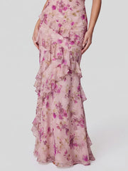 Floral Lace V-neck Open Back Mermaid Prom Dress