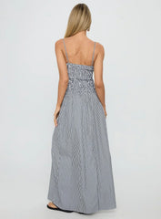 Kosie Shirred Maxi Dress Blue Stripe