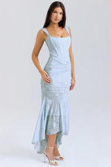 NUMIDA | SQUARE NECK CORSET MAXI DRESS