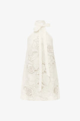 Lola Appliqué Halterneck Mini Dress - Snow