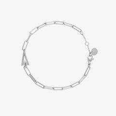 Silver Initial Paperclip Chain Bracelet