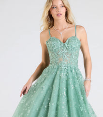 Adrienne Corset A-Line Glitter Mesh Ball Gown