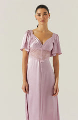Aurelia Satin V-Neck Midi Dress