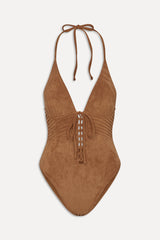x BELLA HADID Barrel Suede One Piece Swimsuit - Sunkissed Suede