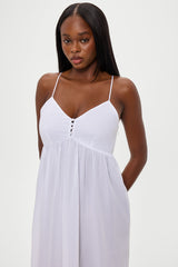 Airy Poplin Midi Dress - White