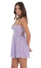 Sequin Twist A-line Dress in Lavender