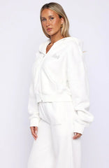 The Bride Boxy Zip Front Hoodie White