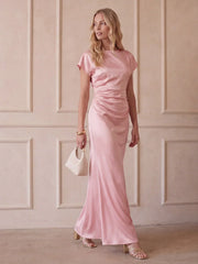 Captivating Presence Satin Cowl Back Maxi Dress