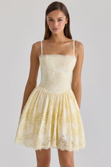 lemon custom lace cotton broderie anglaise mini dress