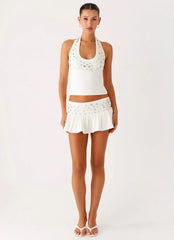 Vegas Nights Low Rise Skort - White
