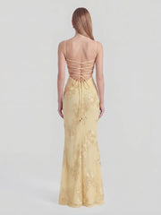 3D Floral-Embellished Corset Gown