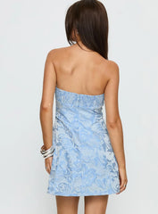 Cross Your Heart Strapless Mini Dress Baby Blue