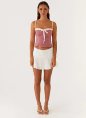 Palmer Ruffle Bustier Top Red Gingham