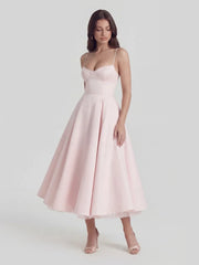 Bustier Stretch Satin Midi Dress