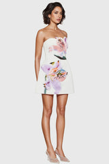 Raldrek White Floral Bustier Mini Dress