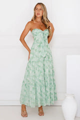 Meadow Whispers Strapless Maxi Dress Green