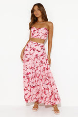 Escaping Reality Strapless Crop Top Pink