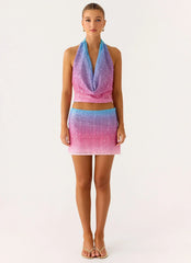 One More Time Sequin Knit Mini Skirt - Disco Ombre