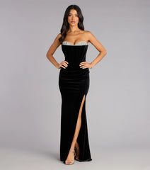 Juliette Velvet Corset Rhinestone Formal Dress