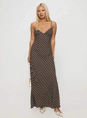 Jorjana Maxi Dress Brown / White Polka Dot