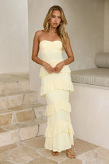 Paradise Found Tiered Maxi Dress Lemon