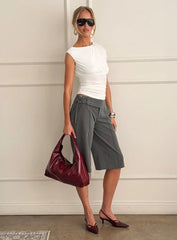 Rakelle 3/4 Tailored Shorts Dark Grey