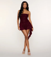 Plans Got Prettier Glitter Ruffle Strapless Romper