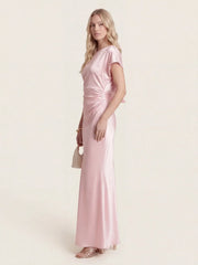 Captivating Presence Satin Cowl Back Maxi Dress