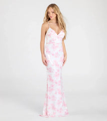 Farryn Lace-Up Mermaid Floral Sequin Formal Dress