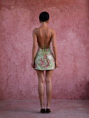 Floral Sequin Spaghetti Strap Mini Dress