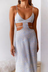 Glowing Suns Midi Dress Blue