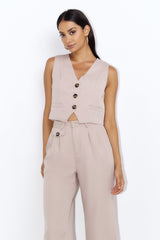 Street Fashion Vest Beige