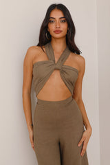 Wrapped In Love Crop Top Khaki