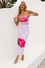 Pansies Bouquet Maxi Skirt Lilac