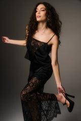 Ilene Satin & Lace Maxi Skirt