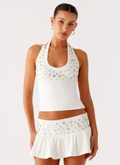 Vegas Nights Halter Neck Top White
