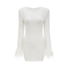 Amorata feather-trim embellished dress
