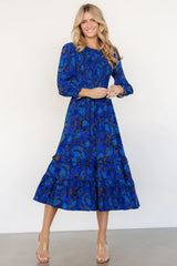 Andersen Smocked Midi Dress | Cobalt Floral