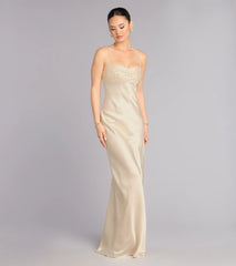 Carrie Satin Sequin Lace-Up Formal Dress