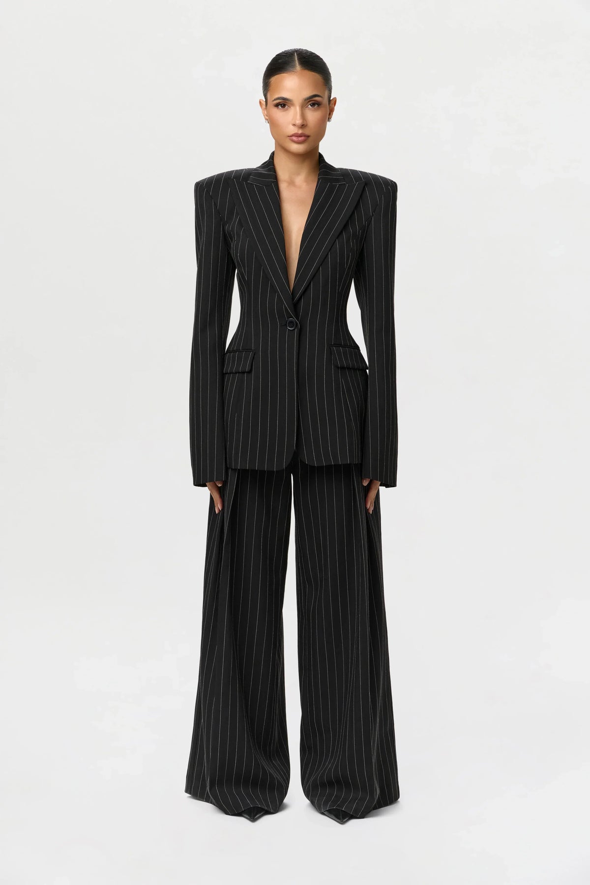 Suiting Pinstripe Wide-Leg Pant
