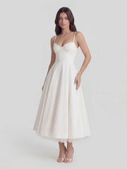 Bustier Stretch Satin Midi Dress