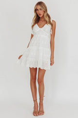 Ardent Tied Shoulder Mini Dress White