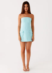 Allora Strapless Mini Dress - Turquoise