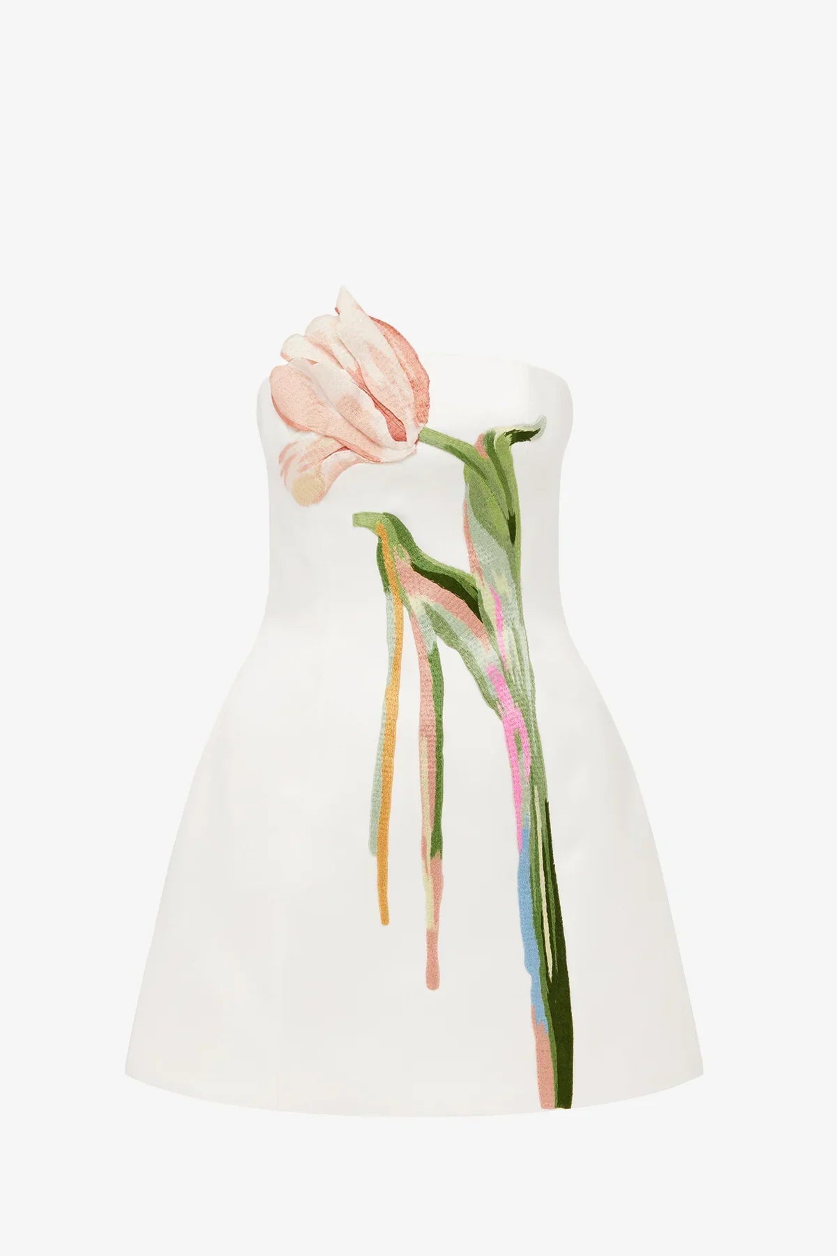 Roselle Bustier Mini Dress - Tulip Print in Snow
